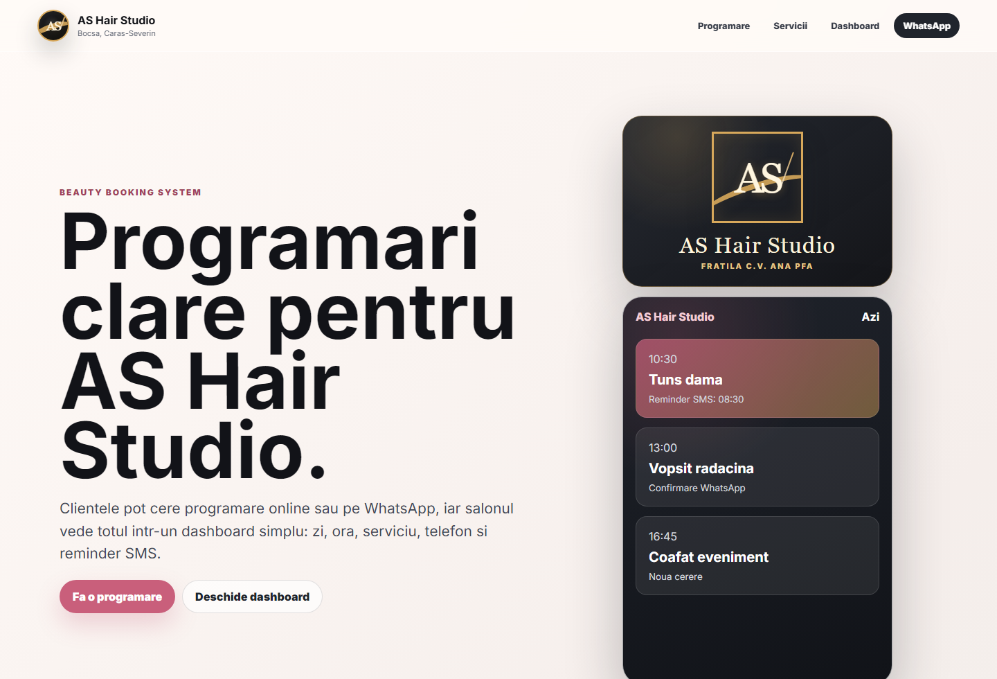 AS Hair Studio booking app screenshot