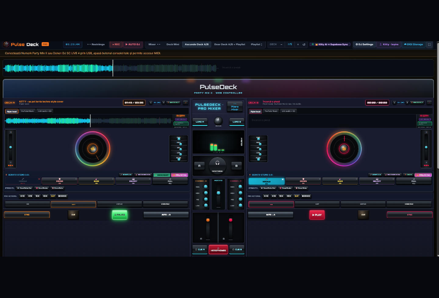 PulseDeck Pro DJ professional performance console screenshot